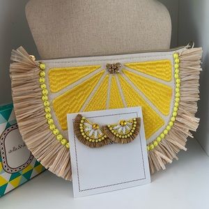 Stella & Dot Lemon Purse & Earrings